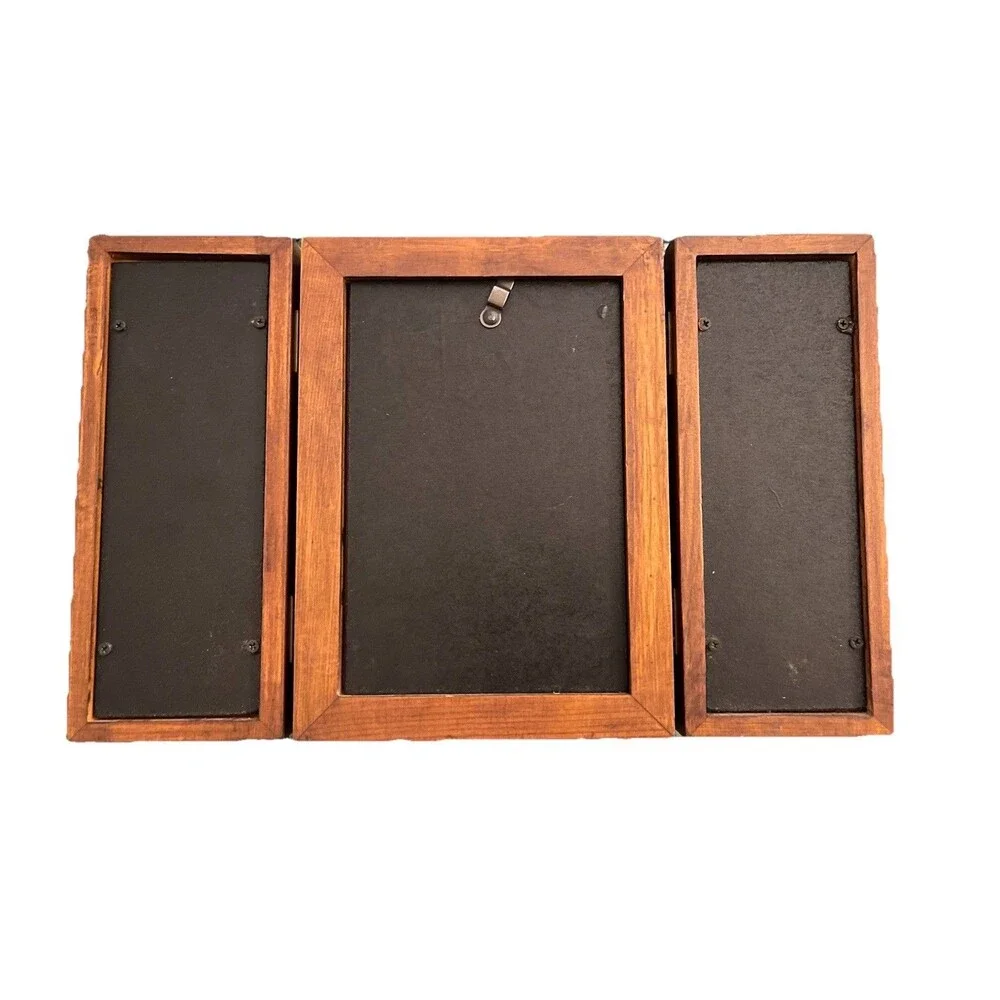 Warren Kimble Folk Art Salt Box House Barn Tri-fold 4x6 Picture Phot Frame Fetco